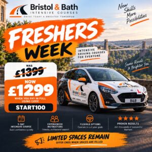 Freshers Week 5-Day Intensive Driving Course offer from Bristol & Bath Intensive Courses